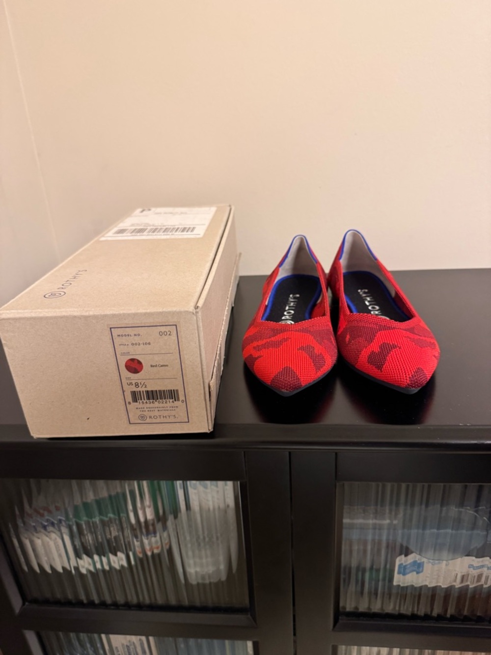 Rothy's Red Knit Camouflage Pointed Flats - Women's
